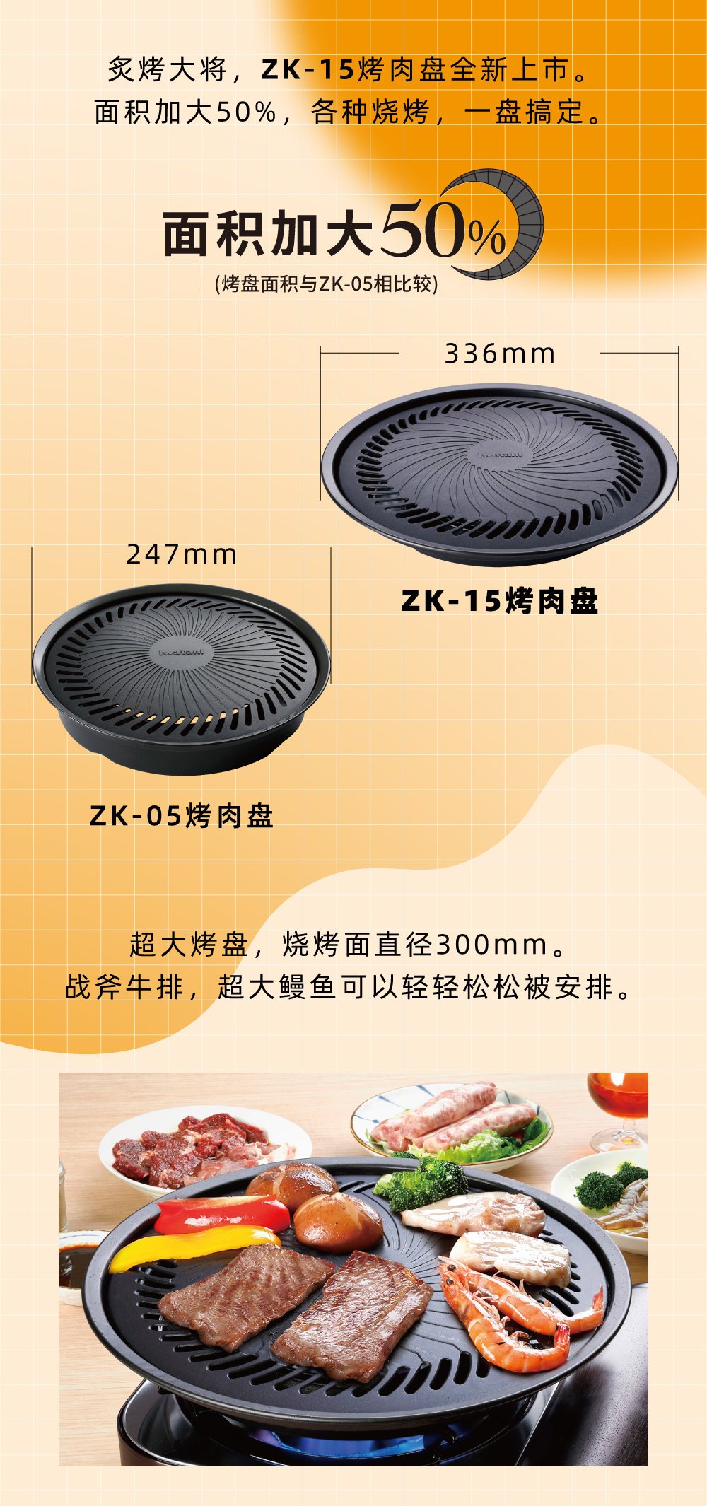 炙烤大將，zk-15全新上市。面積加大50%，各種燒烤，一盤搞定。